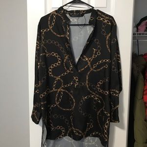 Zara black and gold chain print tunic.